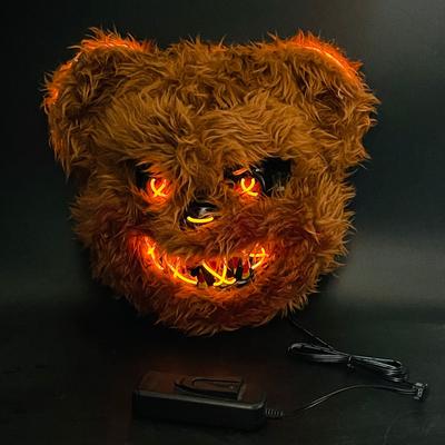 Leuchtende Tiermaske, Halloween-Horror, blutiger Kaninchenbär, Dekoration, Requisiten, simulieren Pelzmaske, Cosplay-Kostüm, Party-Dekoration