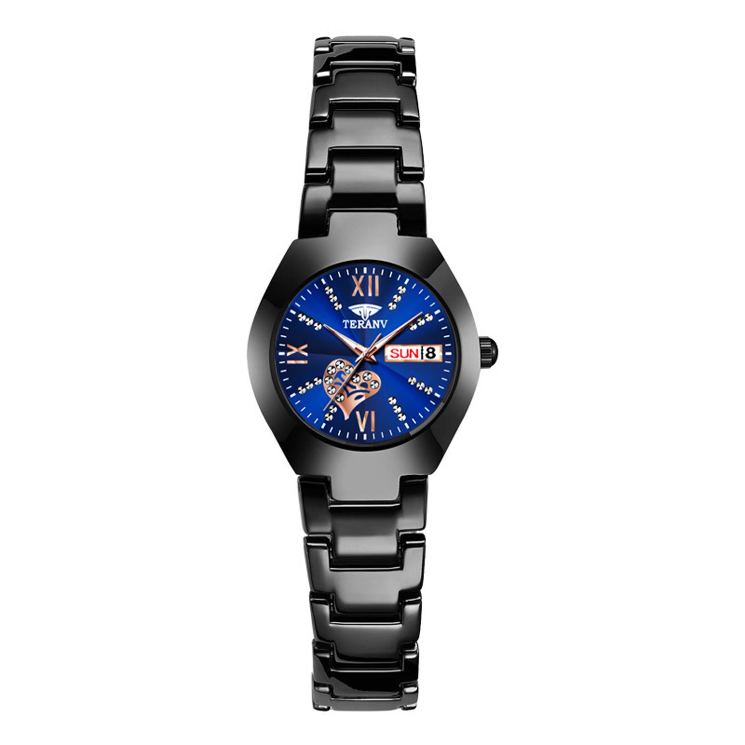 

Женские роскошные часы с бриллиантами и календарем в корейском стиле - Модные, водонепроницаемые и светящиеся.