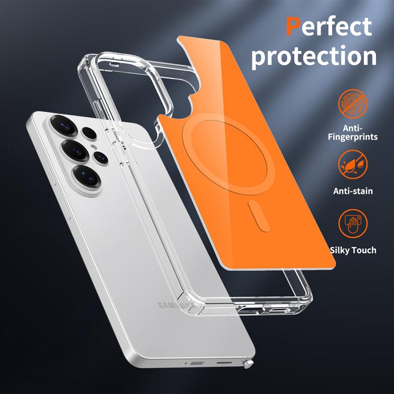 For Samsung Galaxy S26 Ultra S26 Plus Case Magnetic Transparent Clear Hard PC Back Anti-fingerprints Wireless Charging Cover