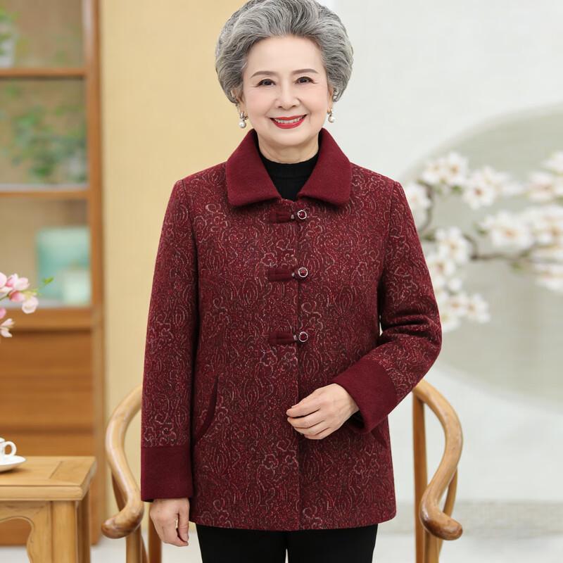 Elderly Women's Spring Floral Loose Long-Sleeve Blouse