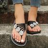 Fashion Women Slippers Summer Sandals Floral Pattern Flat Shoes Cutout Toe Post Flip Flops  Low Heels Beach Luxury Slippers Slides Women