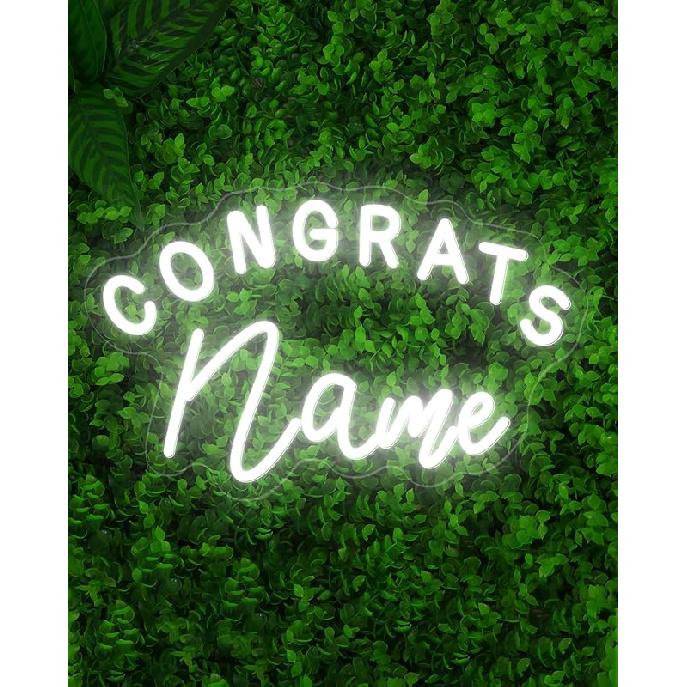Custom Congrats Name Neon Signs for Class of 2025 Graduation, Personalized Congrats LED Neon Lights with Graduation Cap for Graduation Party Decor,