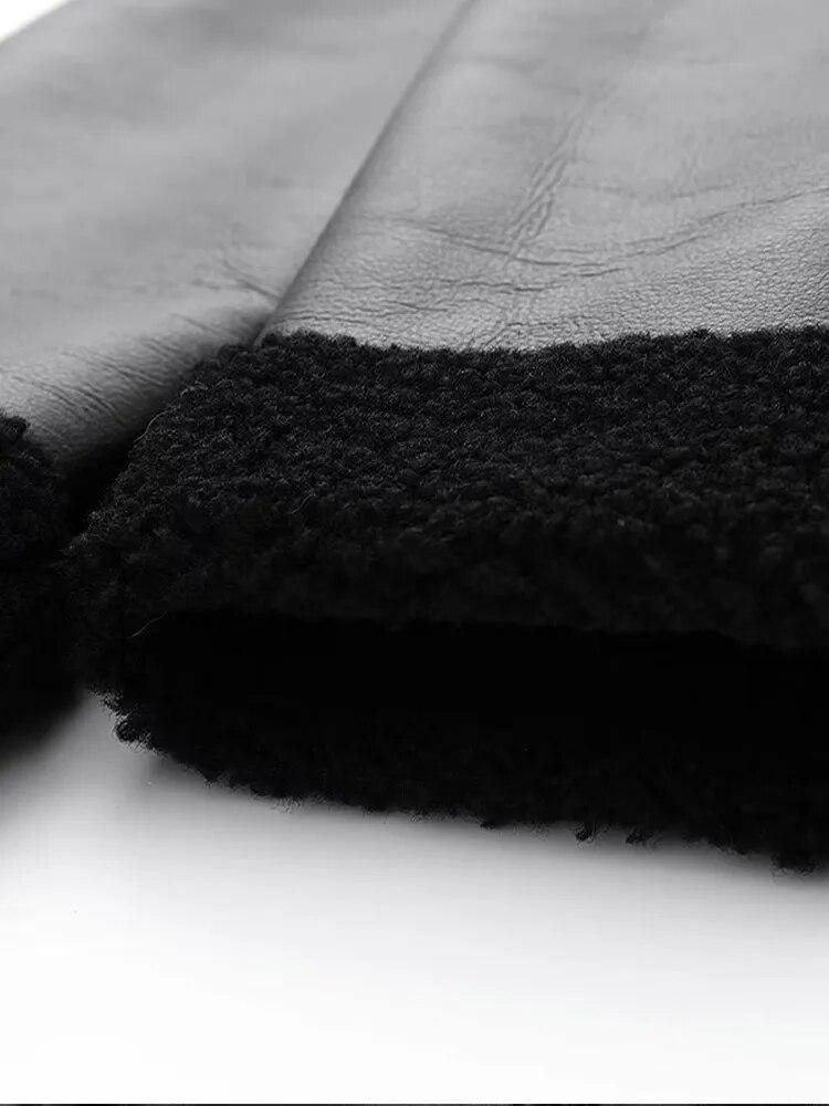 Jaqueta de couro falso feminina pele do plutônio bolso integrado casaco moto outono grosso quente velo único breasted senhora casaco