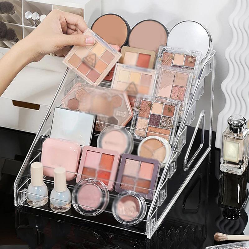 Transparent Display Stand Storage Rack Cosmetic Organizer Tray Nail Polish Toy Display Holder Stepped Lipstick Desk Storage