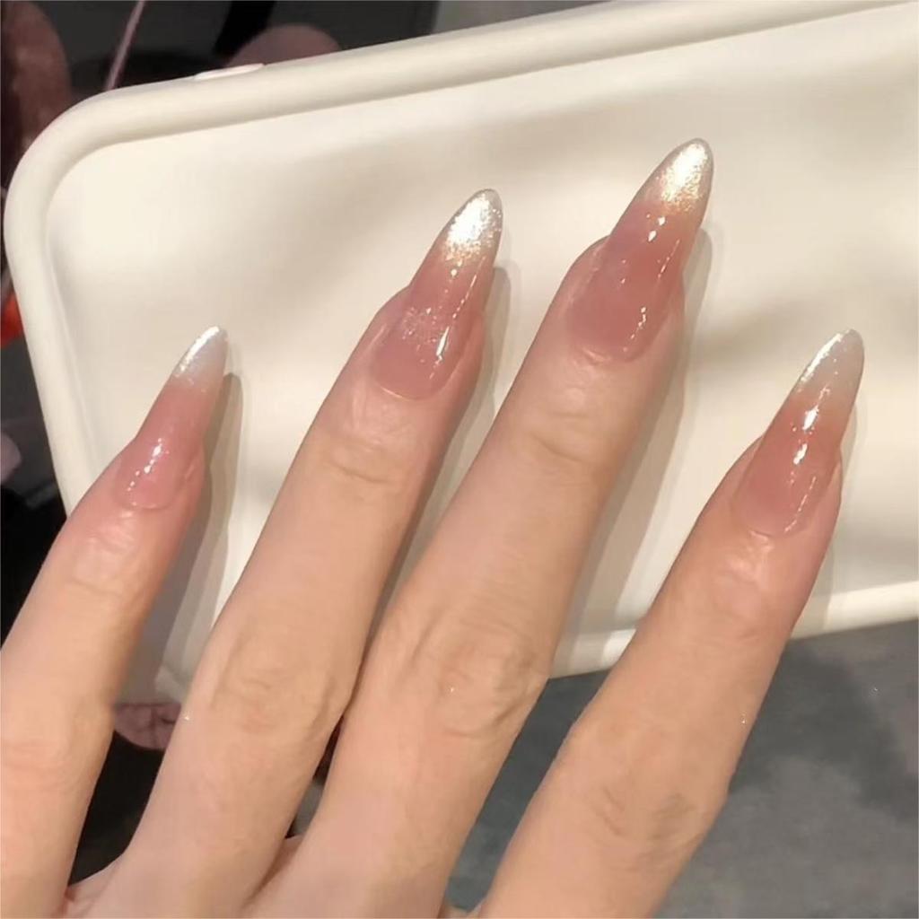 Nude Pink Gradient Cat Eye Whitening Aurora Nail Art Removable Stickers