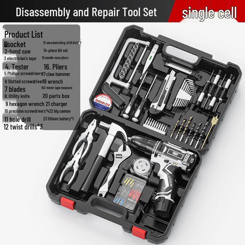Cordless Lithium Electric Drill and Screwdriver Tool Set
