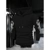 Autumn Winter Trendy Men's Vintage Streetwear Hooded Sweatshirt with Gothic Design, Featuring Demon Wings and Thorns Print on the Back