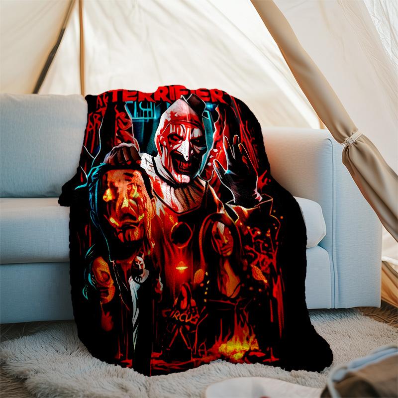 Art the Clown Terrifier printed throw blanket—lightweight,soft,warm;versatile blanket for all seasons—perfect as &air-conditioning throw,nap blanket