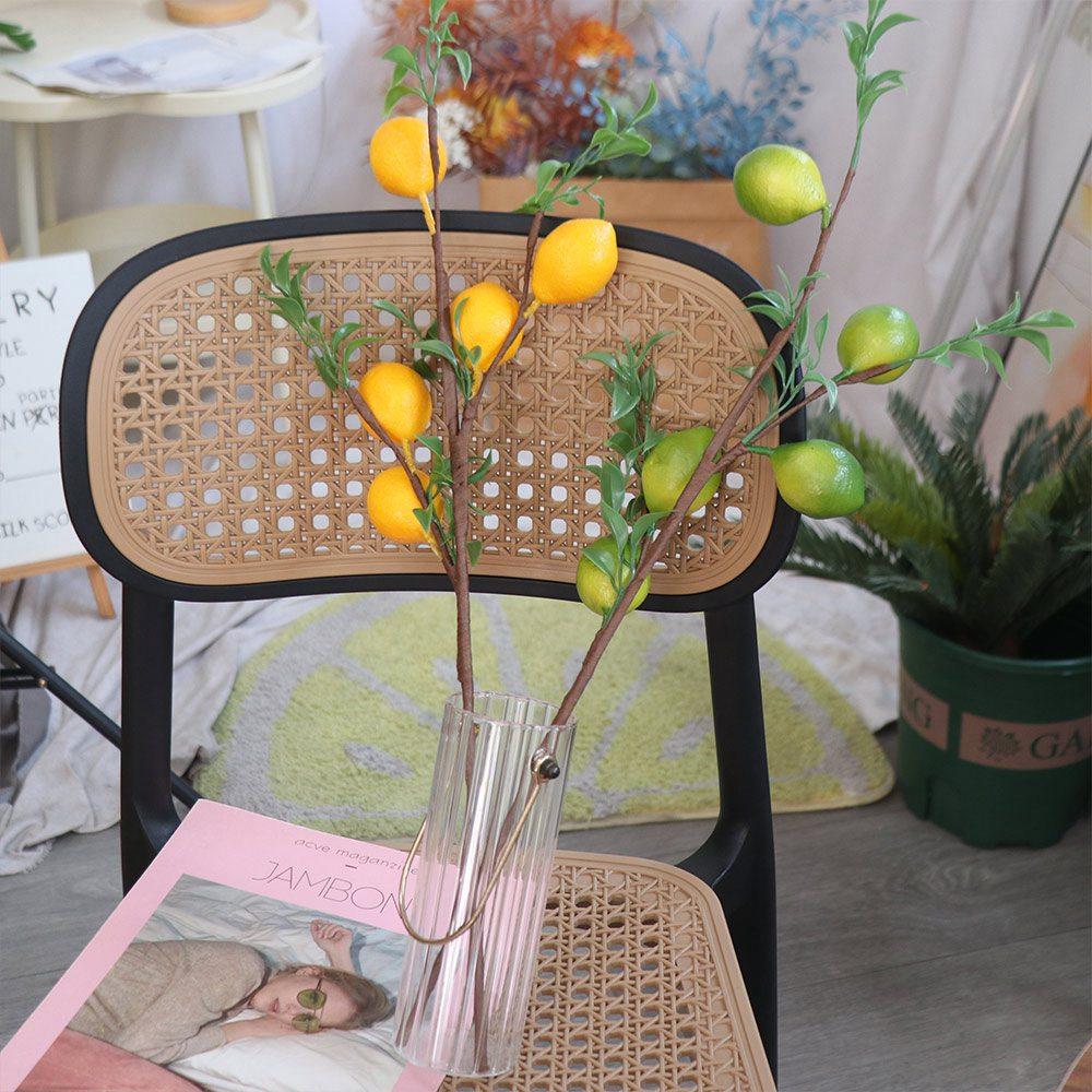 

Plastic Artificial Lemon Branch DIY Green Plants Simulation Lemon Fruit Tree European Style Realistic Fake Plants 4XL жовтий