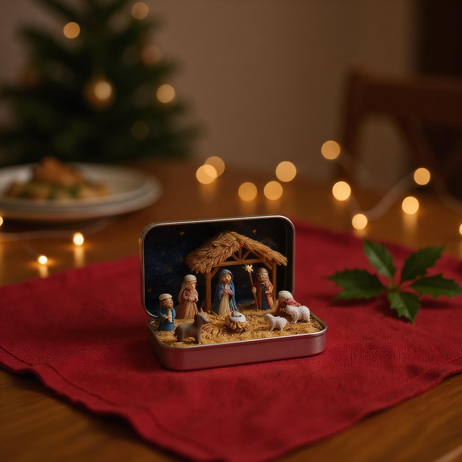 

Christmas Nativity Scene Set in a Tin Box Handmade Pocket Size Nativity Scene Gift Iron Box Resin Nativity Scene Set China Mainland