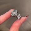 Medieval zircon open ring light luxury fashion niche French unique ring