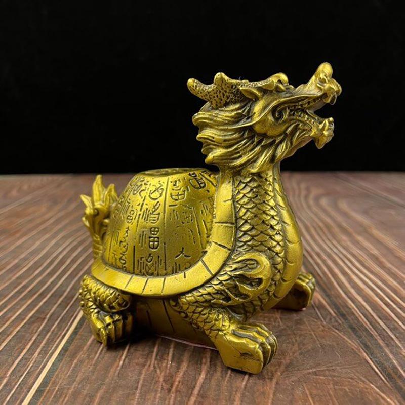 Exquisitely Crafted Dragon Home Living Room Decoration Brass Fortune and Pair of Turtles Longevity Turtle