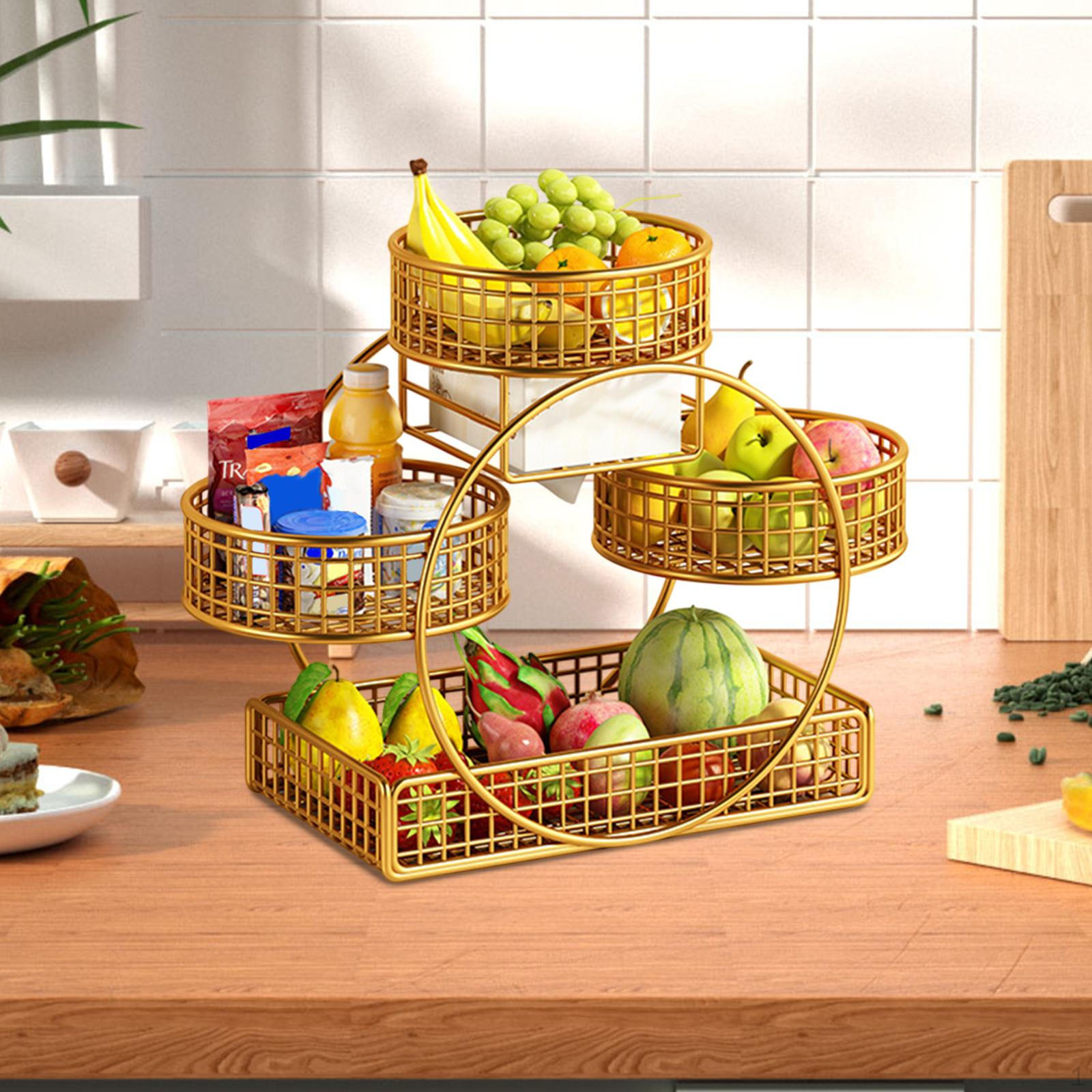 

Корзина для фруктов на прилавке, большая вместимость, многоярусный центральный элемент для праздничного стола, украшение для дома, фрукты золотой