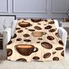 Coffee Cups and Beans Pattern Patterned flannel blanket perfect for the bedroom living room, sofa, or a little nap