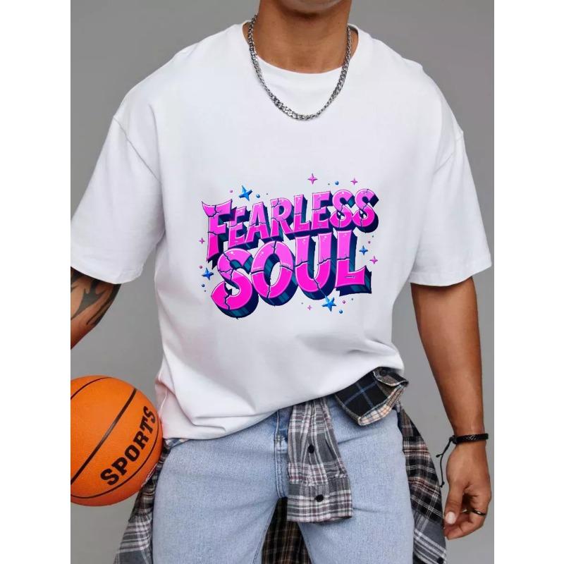 Weißes T-Shirt Fearless Soul Grafikdruck Freizeitkleidung für Männer und Frauen Streetwear Fashion Statement Top