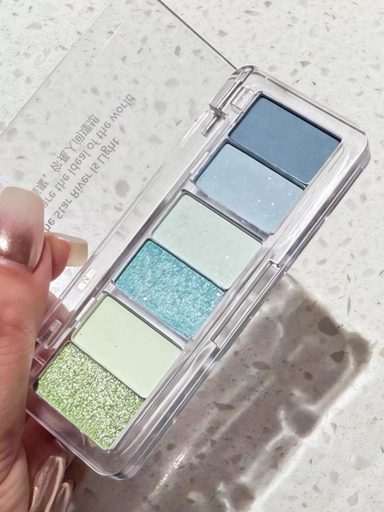 Summer Ice Penetration Blue and Green! Cool Series Dopamine Eye Shadow Plate 2025 New Super Fire Makeup Pearlescent Blue Women
