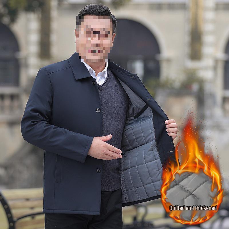 Men's Thickened Jacket: Middle-aged & Elderly Spring/Fall Style, Plus Velvet, Dad/Grandpa Outerwear, Ligao Autumn/Winter.