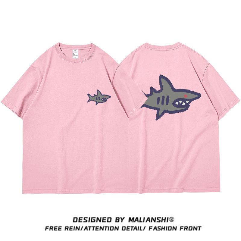 Women's Summer Shark Print Loose Fit Pure Cotton Half Sleeve T-shirt