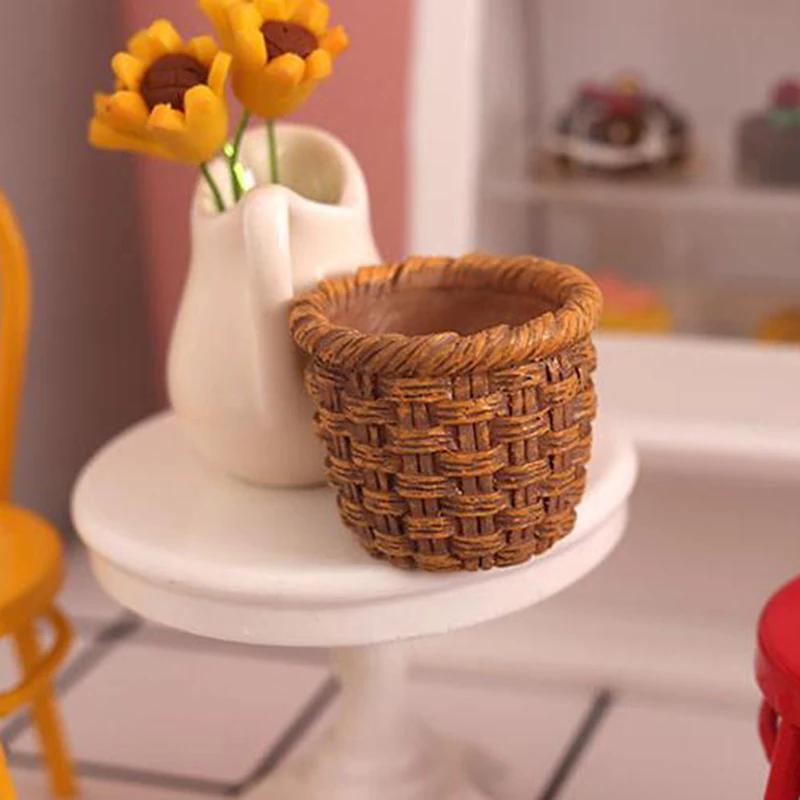 1Pc 1:12 Dollhouse Miniature Resin Basket Model Kitchen Accessories For Dolls House Decor Toys Gift