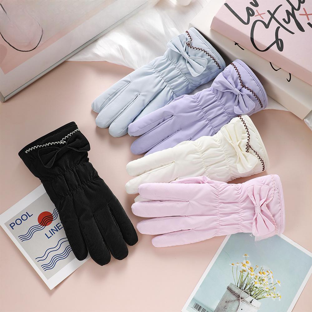 Warm Gloves for Women Outdoor Riding and Driving Touch Screen Skin Feeling Plus Velvet Thickened Windproof Cold Autumn and Winter Gloves