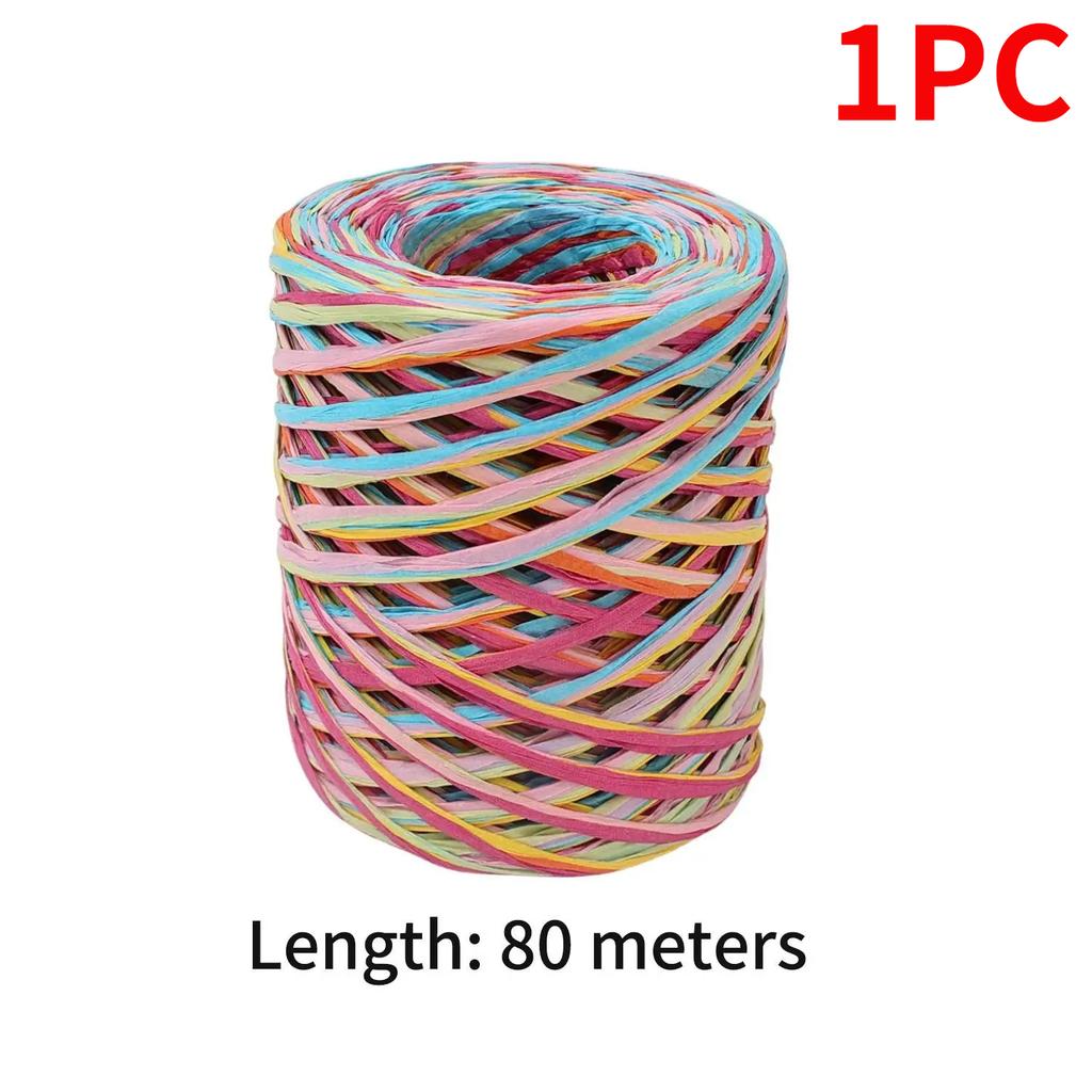 DIY Raffia Straw Yarn Gift Packing Ribbon Handmade Craft Color Rope Knitting Crocheting Paper Ropes Wedding Party Decor Supplies