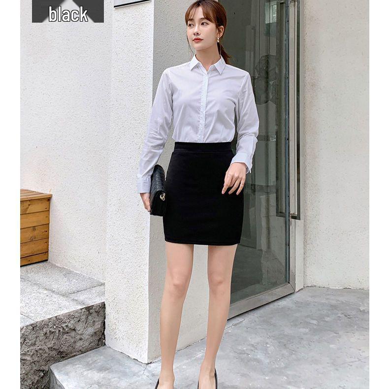 Plus Size Women's Black Skirt & White Chiffon Shirt Set