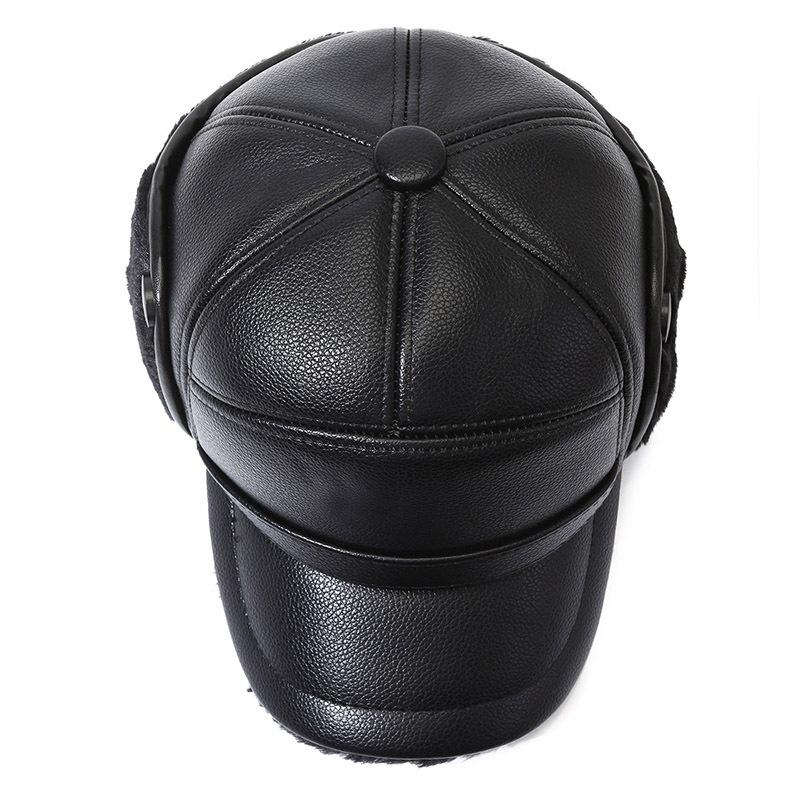 Middle-aged and Elderly Winter Hat Middle-aged Men's Father Warm Fleece Leather Hat Ear Protection Hat Outdoor Versatile Cap