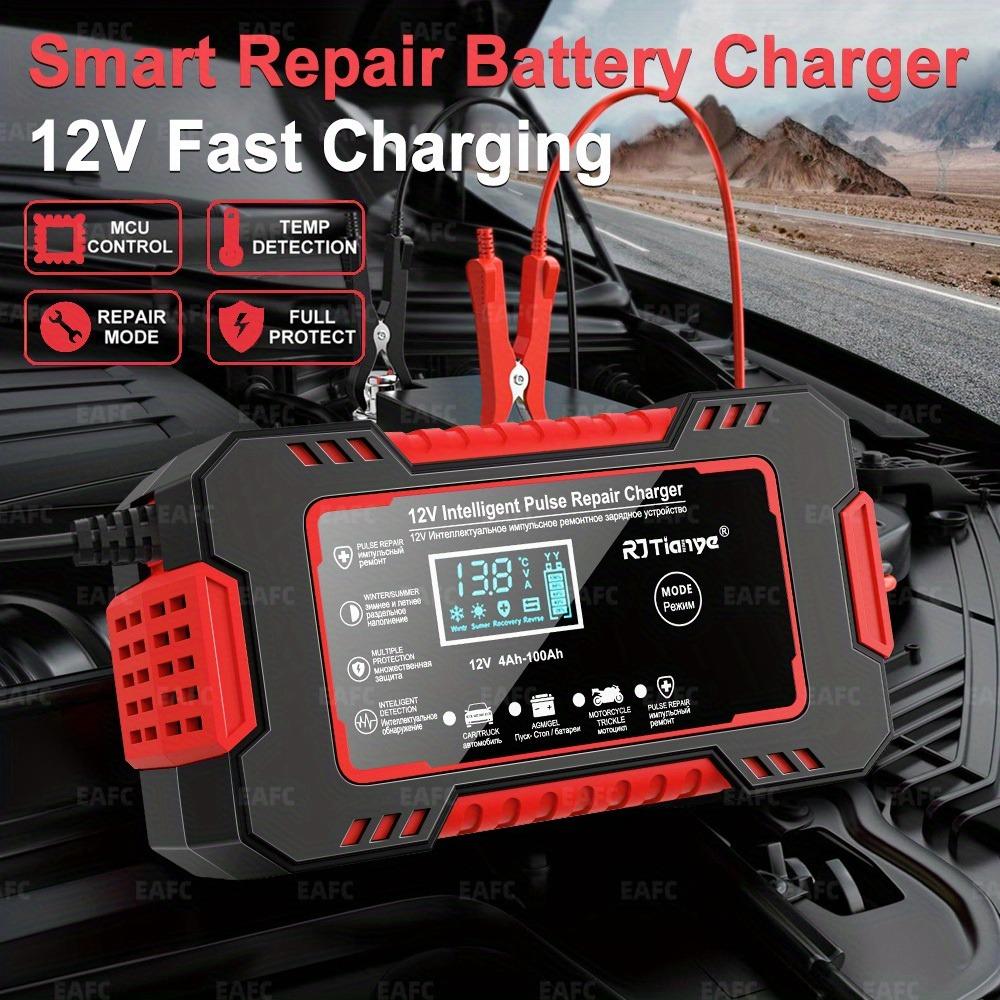 EAFC 12V Smart Battery Charger with LCD Display, 6A Intelligent Pulse Repair