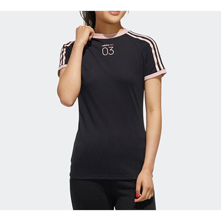 Adidas Neo W 3-Stripe Short Sleeve Tee Women Tops Black GL1190