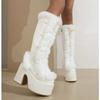 Fashion New Winter Women Snow Boots Platform Wedge High Heel Faux Fur Lady Shoes Female Plush Warm Non-slip Mid Calf Boots Goth Shoes