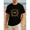 European Size Reggae Style Fishbone Pattern Polyester T-shirt with A Unique Street Fashion Touch. Perfect for Outdoor Activities, Weekend Leisure Wear