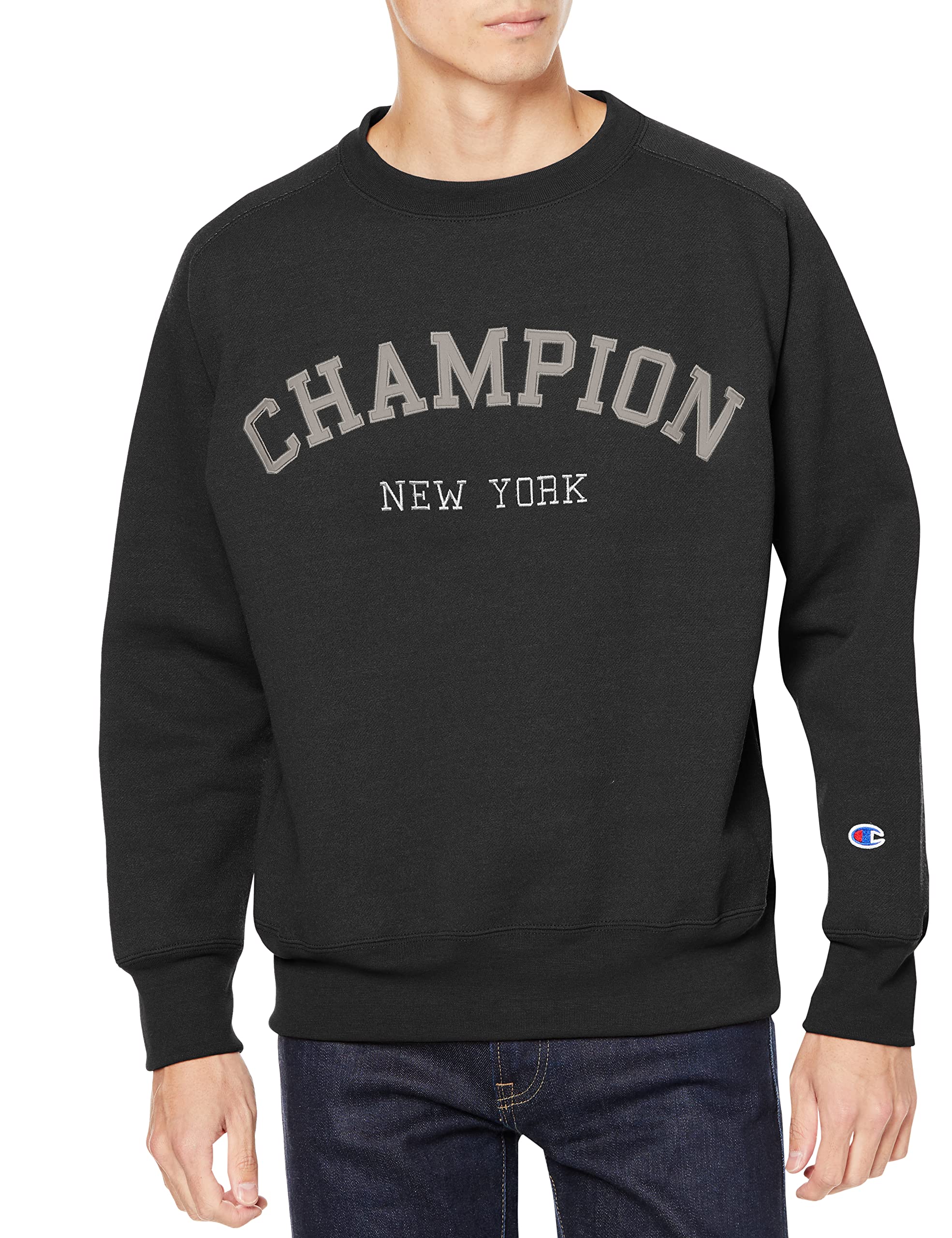 

Champion Techweave Terry Crew Neck Long Odor UV Graphic Logo Size Size L Sweatshirt, Sleeve, Antibacterial, Resistant, Quick-Drying, Stretch, чёрный