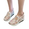 Spring new mesh single shoes pointed muffin thick-soled casual shoes embroidered small fresh foot women's shoes