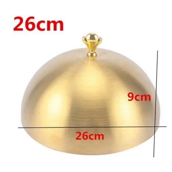 Stainless Steel Plate Cover Round Gold Steak Lid Western Style Food No Magnet Pan Lid Heightening Korean Barbecue BBQ Pot Cover