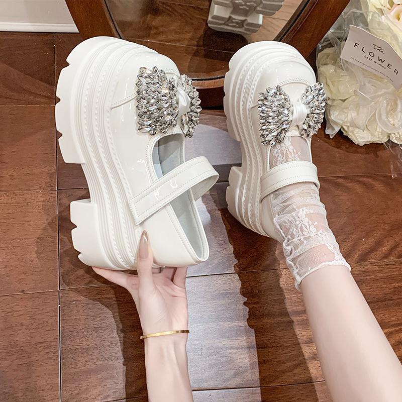 Fashion 10CM Bling Butterfly-knot Slippers Slip on Platform Wedge Sandals 2025 Women Summer Breathable High Heels Chunky Sneakers Woman