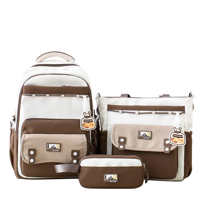 

TS JYL laptop bag,Trendy Light Nylon Backpack Girl 2025 Large 3 Sets Student School Bag Does not include pendants коричневый