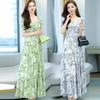 2026 Women's Summer Fashion: Short Sleeve Plus Size Slimming Dress with Printed Long Skirt
