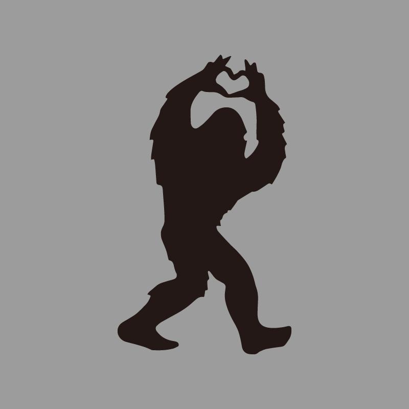 Sasquatch love inspiration heart creative&funny stickers for cartoon fans&lover,high quality for car trucks motorcycles & laptop