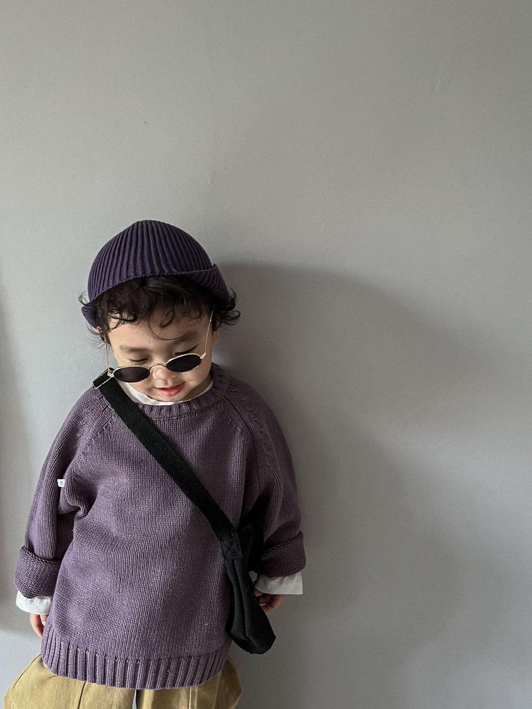 Kids' Spring & Autumn Retro Knit Sweater — Korean Style Raglan Sleeve Pullover for Boys & Girls, 100% Cotton.