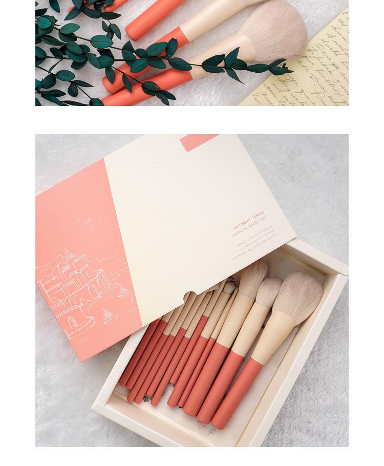 Set de 12 pensule de machiaj pentru sărbători: Peri moi pentru iluminator, fard de pleoape și blush.