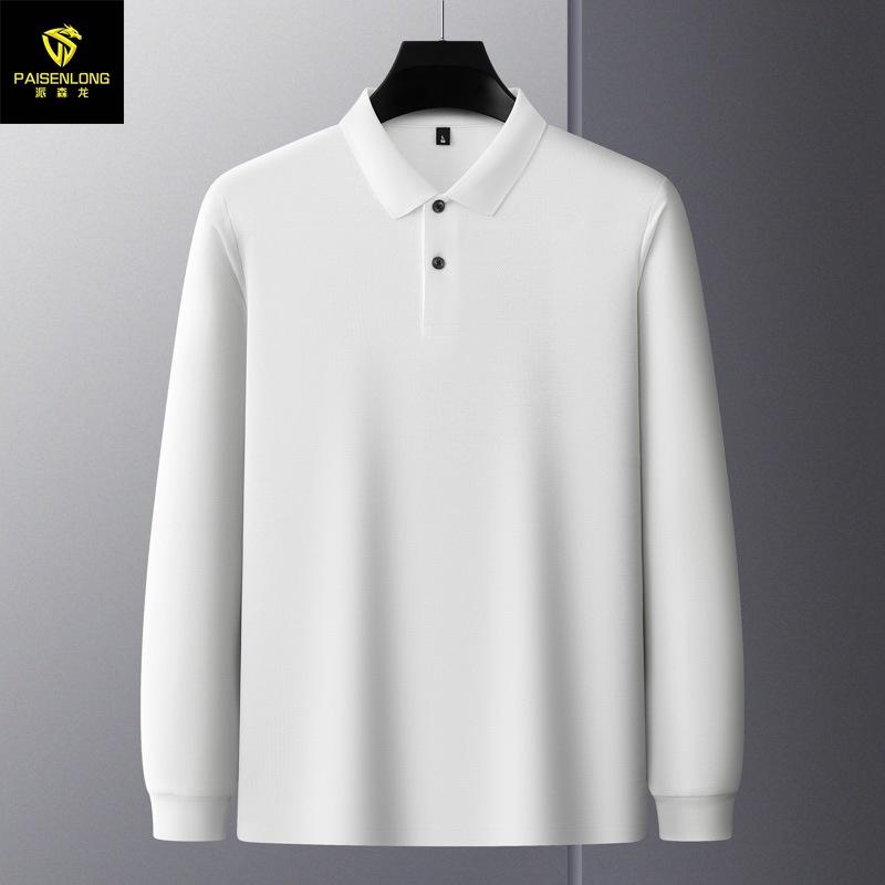 Autumn And Winter Lapel Slit Men'S Long-Sleeved Polo Shirt 100% Long-Staple Cotton Men'S Polo Shirt T-Shirt