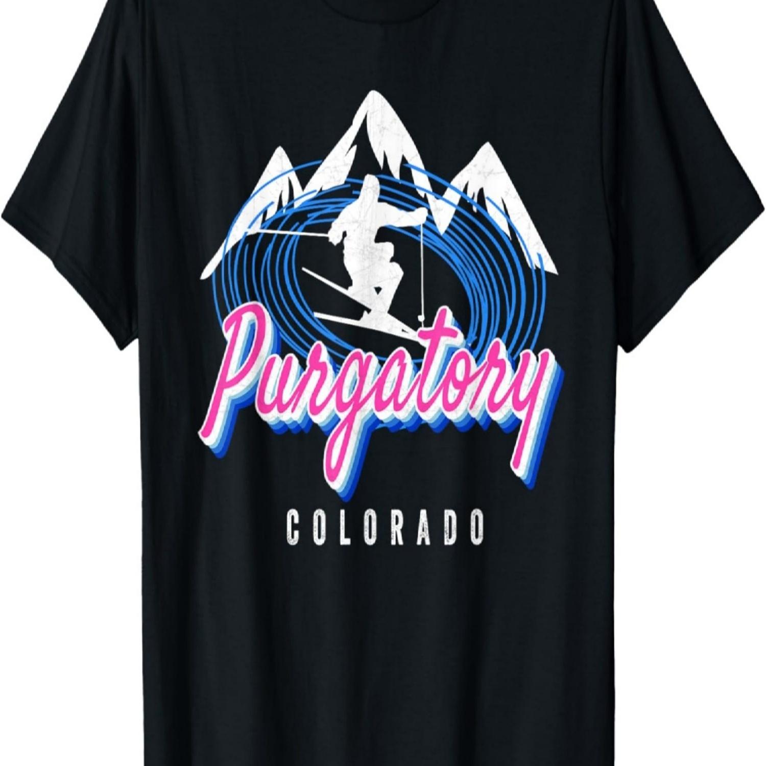 

Purgatory Ski CO Mountain Colorado Cool Blue Skier Gear T-Shirt S чёрный