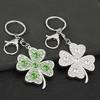 Four Leaf Clover Keychain Sparkling Rhinestone Lucky Charm with Lobster Clasp for Bags And Keys Gift for Women