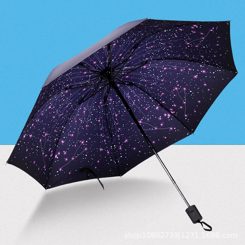 Hand-Painted Floral Umbrella Picture Inside - UPF 50+ Sun & Rain Protection, Folding Compact Parasol for Women & Men, Elegant Gift Idea