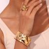 MamacitaSlay Exaggerate 32MM Width Beat Grain Geometric Bangles Party Stainless Steel Waterproof Jewelry High Quality Bracelets