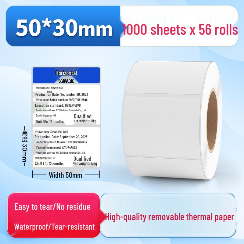 Waterproof Synthetic Thermal Label Paper 60x40 - Freezer Safe, Self-Adhesive, Durable