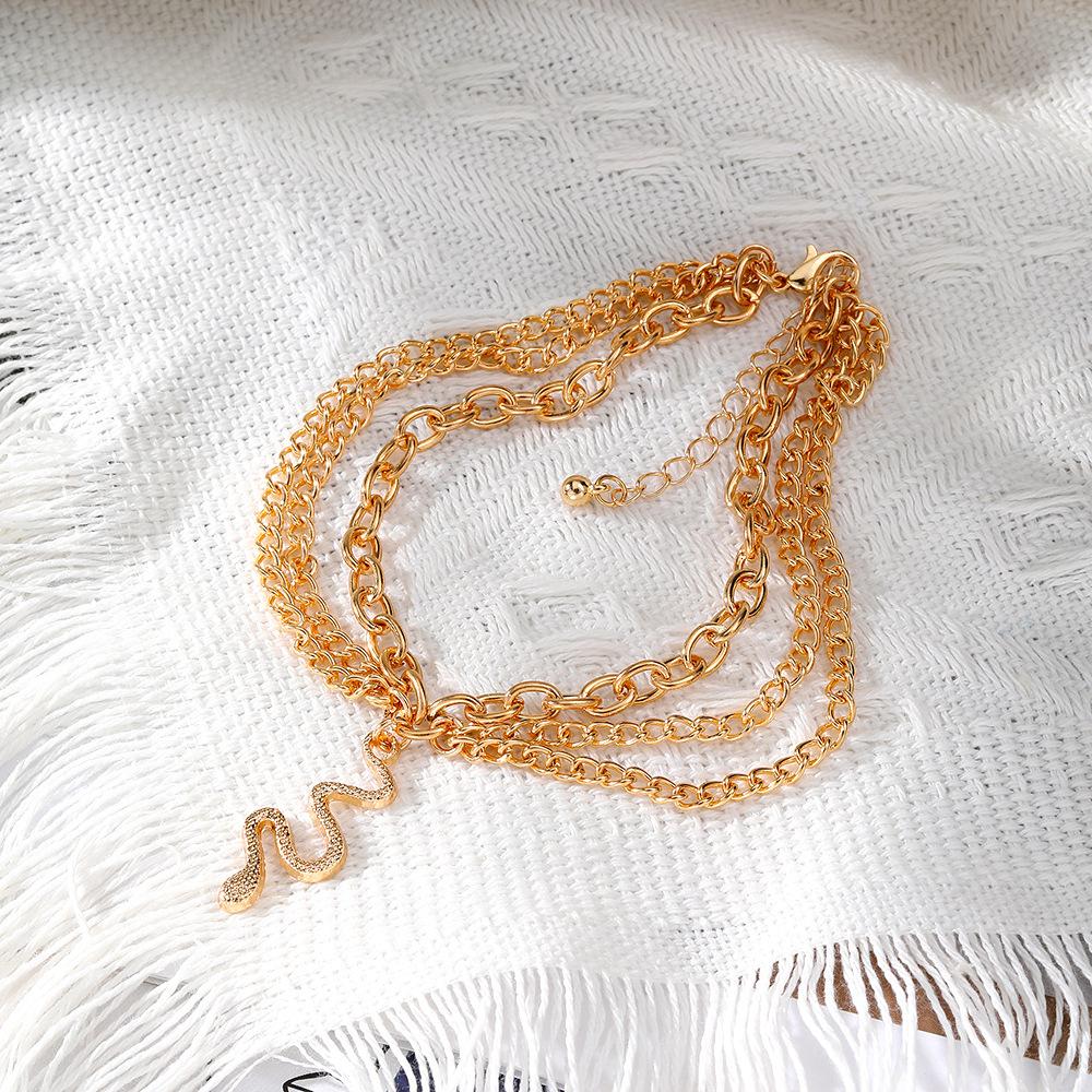 Bohemian Beach Three Layers Snake Shape Anklet for Ladies