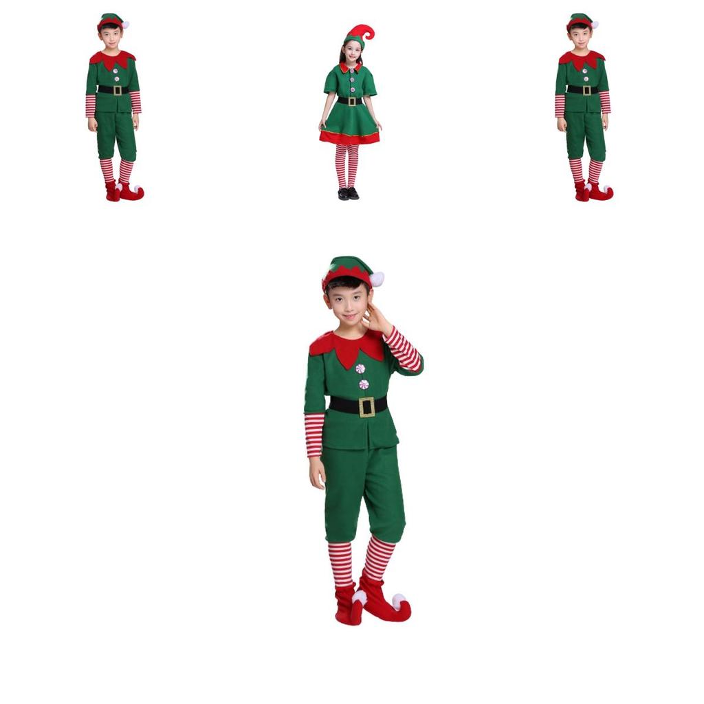Delightful Christmas Elf Cosplay Costume Couple Outfit For Fancy Dress Xmas Party Role Play