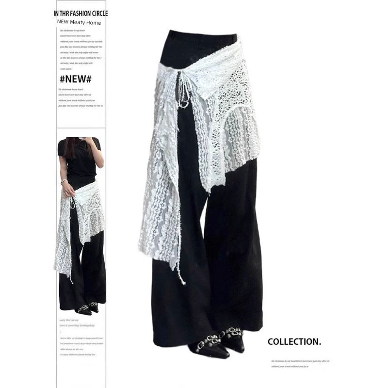 Duor Plus-Size White Lace-Up Apron-Style Skirt for Women, New Summer Style for Plus-Size Women, Hollow-Out Layered Half-Skirt Lace Skirt [Free Shipping Insurance] 2XL