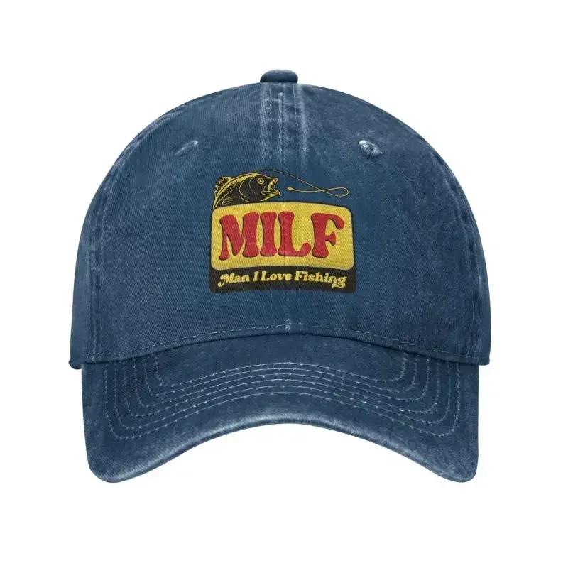 

Custom Milf Unisex I Love Fishing Baseball Cap Sun Protection Cotton Snapback Hats Unisex Womens Adjustable Dad Hat Baseball Cap